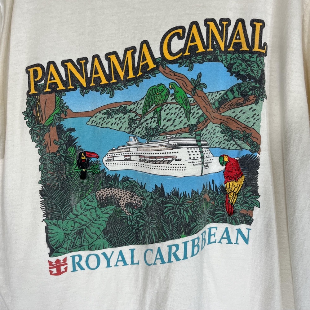 Vintage Royal Caribbean Shirt Men M White Cruise Ship Panama Canal Embroidered - Picture 3 of 7